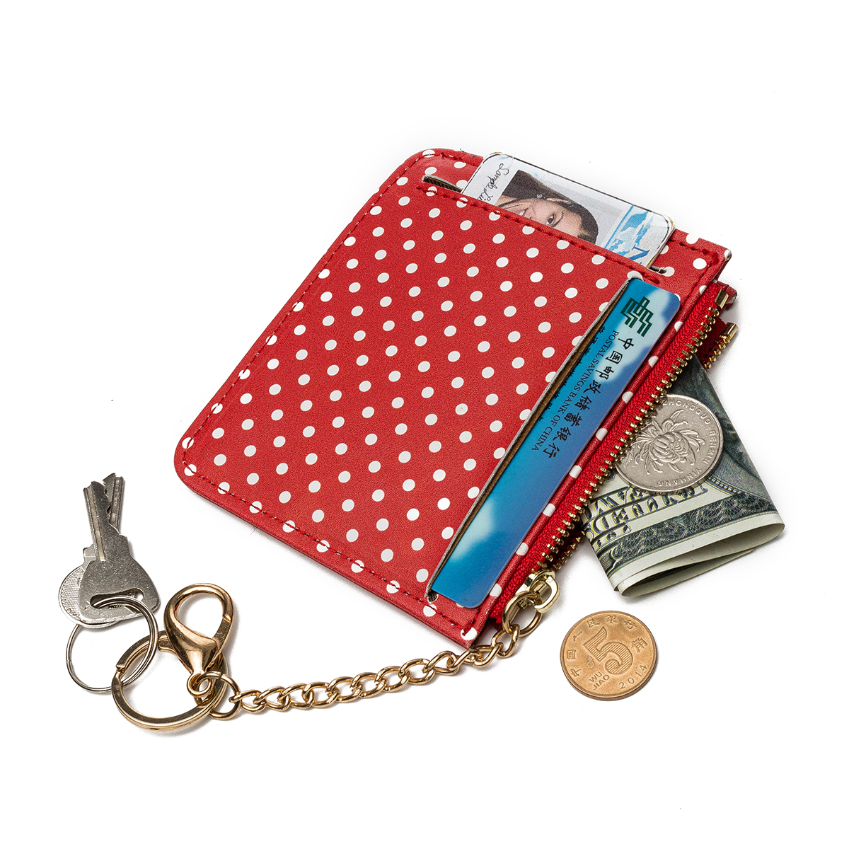 Women-Fashion-Dot-Pattern-Zipper-with-Multi-Slot-Wallet-Card-Holder-Short-Purse-1492461-17