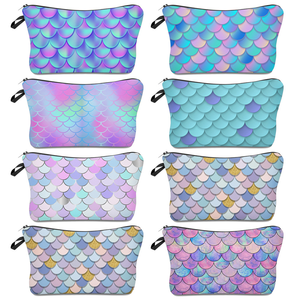 Women-Fashion-Fish-Scale-Pattern-Travel-Portable-Makeup-Wash-Mobile-Phone-Storage-Cosmetic-Bag-Handb-1803877-1