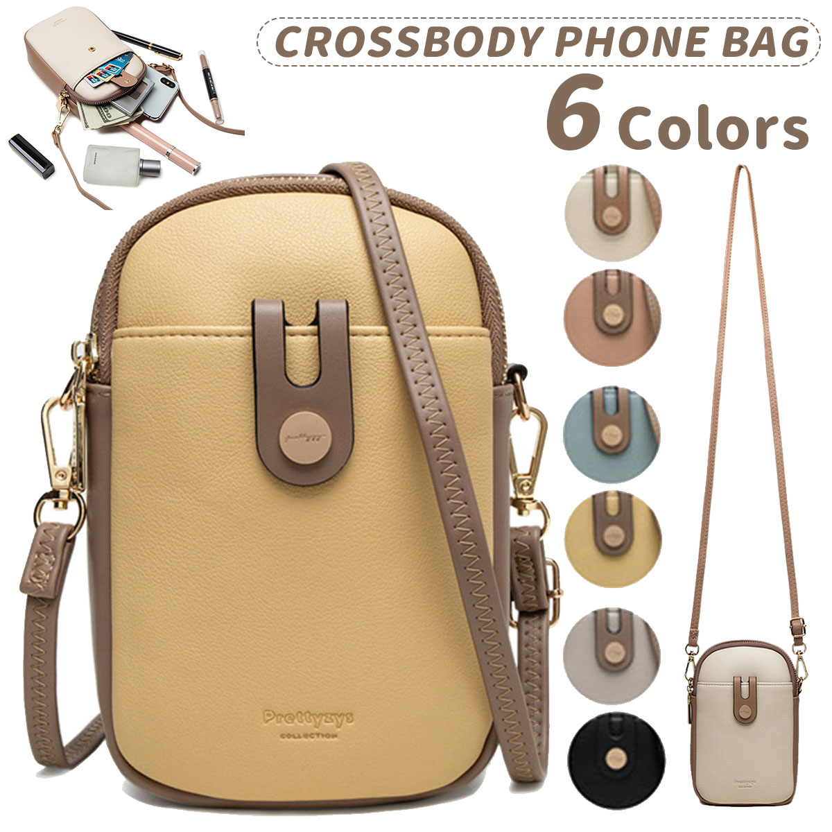 Women-Fashion-Large-Capacity-PU-Leather-Mobile-Phone-Storage-Bag-Shoulder-Crossbody-Bag-1833256-1