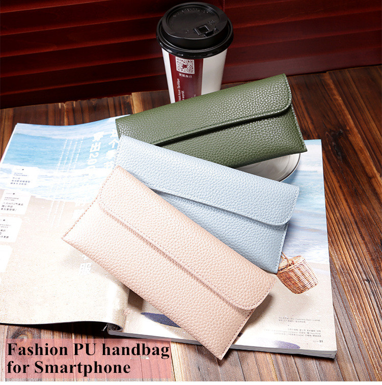 Women-Litchi-Pattern-Solid-Color-Card-Slot-Wallet-Bag-Purse-Handbag-For-Smartphone-iPhone-Samsung-1132218-1