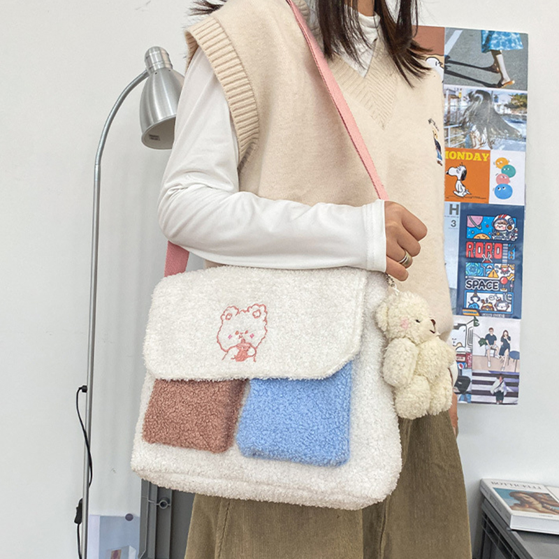 Women-Plush-Embroidered-Cartoon-Pattern-Large-Capacity-Phone-Tablet-Macbook-Book-Storage-Crossbody-S-1795931-6