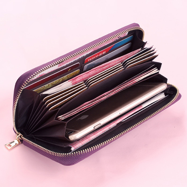 Women-Zipper-Credit-Card-Holder-Genuine-Leather-Mobile-Phone-Storage-Handbag-Purse-Wallet-1330785-2
