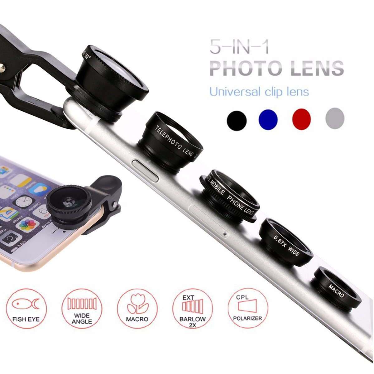 Universal-5-In1-Clip-Camera-Kit-Telephone-Lens-CPL-Fisheye-067X-Wide-Angle-20X-Telephoto-Macro-1069752-1