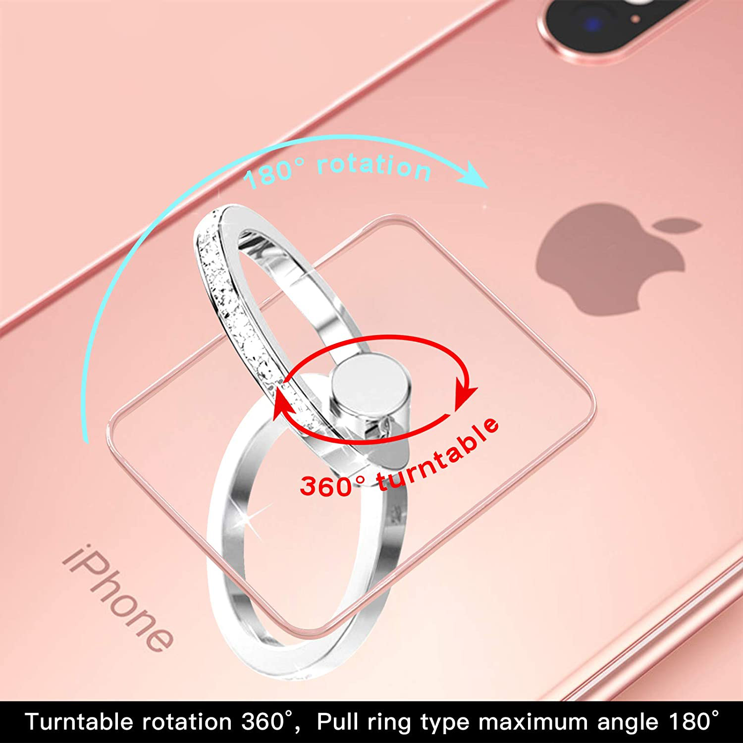 Bakeey-Transparent-Phone-Ring-Holder-Stand-360-Degree-Rotation-Diamond-Decoration-Finger-Grip-Desk-1820281-2