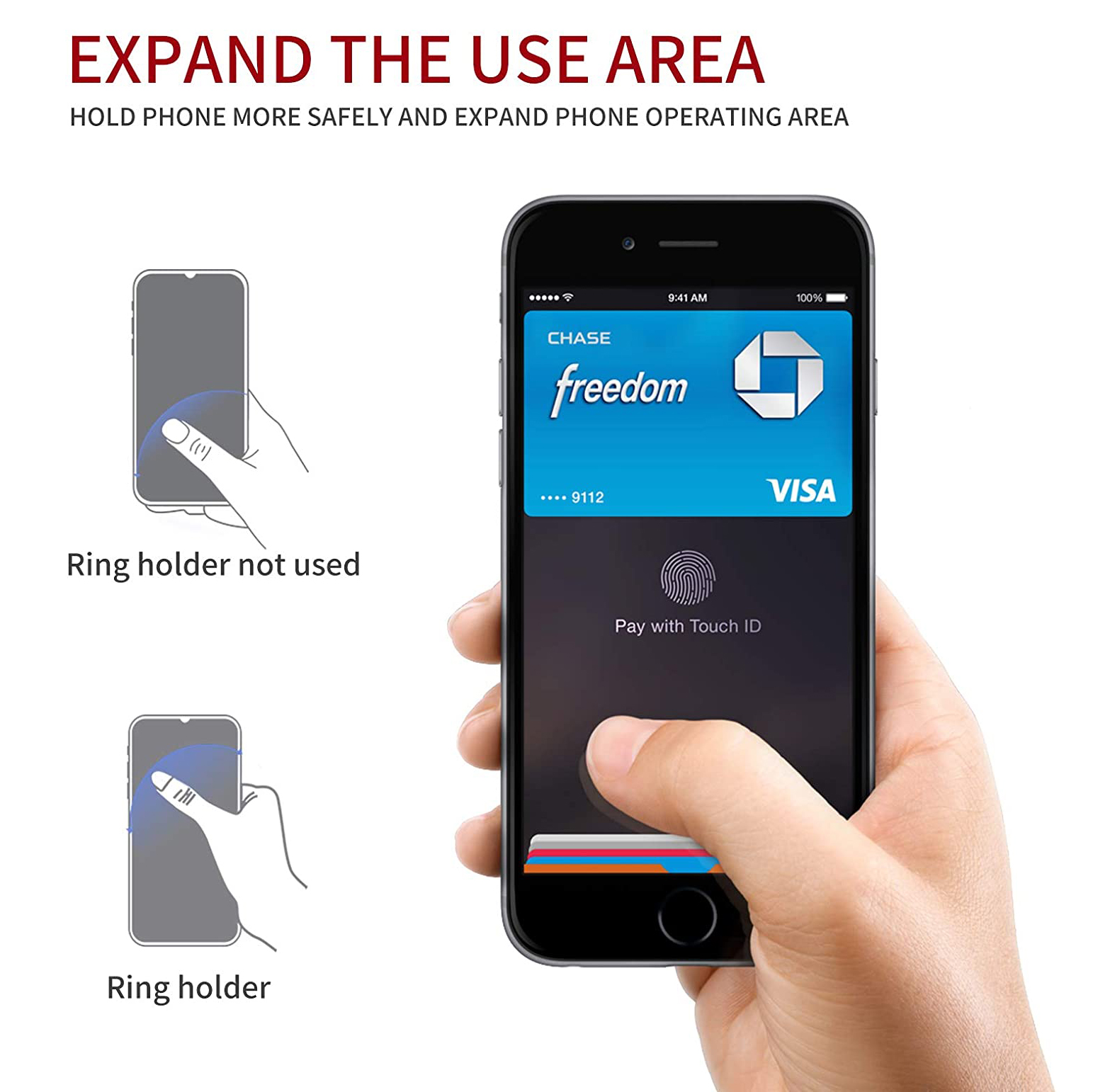 Bakeey-Transparent-Phone-Ring-Holder-Stand-360-Degree-Rotation-Diamond-Decoration-Finger-Grip-Desk-1820281-4