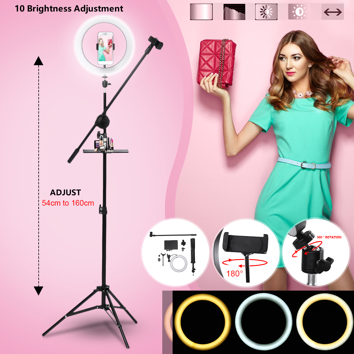 10-Inch-LED-Dimmable-Video-Ring-Light-with-Phone-Holder-bluetooth-Selfie-Shutter-for-Youtube-Tik-Tok-1610733-3
