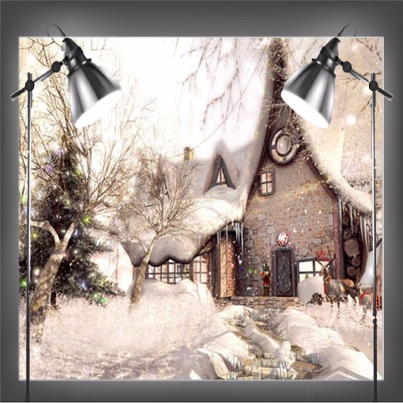 10x10FT-Vinyl-Christmas-Snow-Building-Photography-Backdrop-Background-Studio-Prop-1385894-3