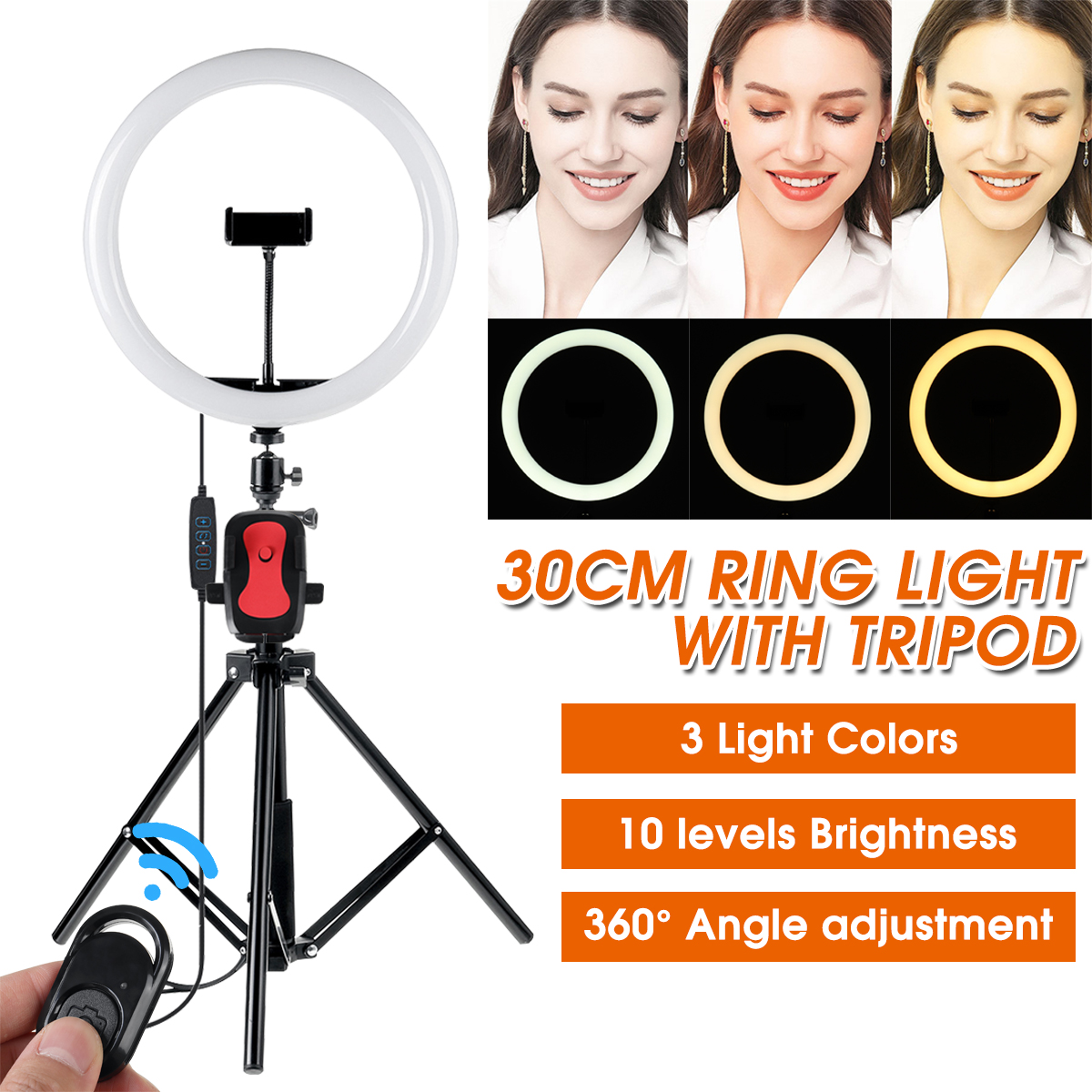 12-Inch-30cm-3000K-5500K-Dimmable-Remote-Control-LED-Ring-Light--3-Colors-Modes-Fill-Light-with-163c-1702027-1