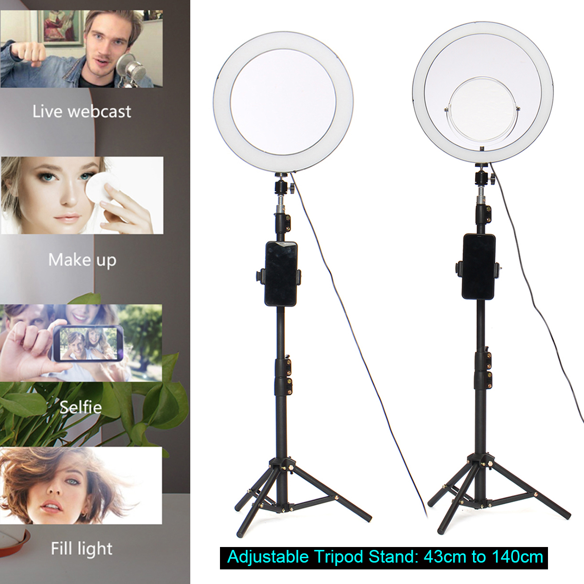 1260quot-Live-Stream-Makeup-Selfie-LED-Ring-Light-With-Tripod-Stand-Bluetooth-Remote-Control-Cell-Ph-1636006-8