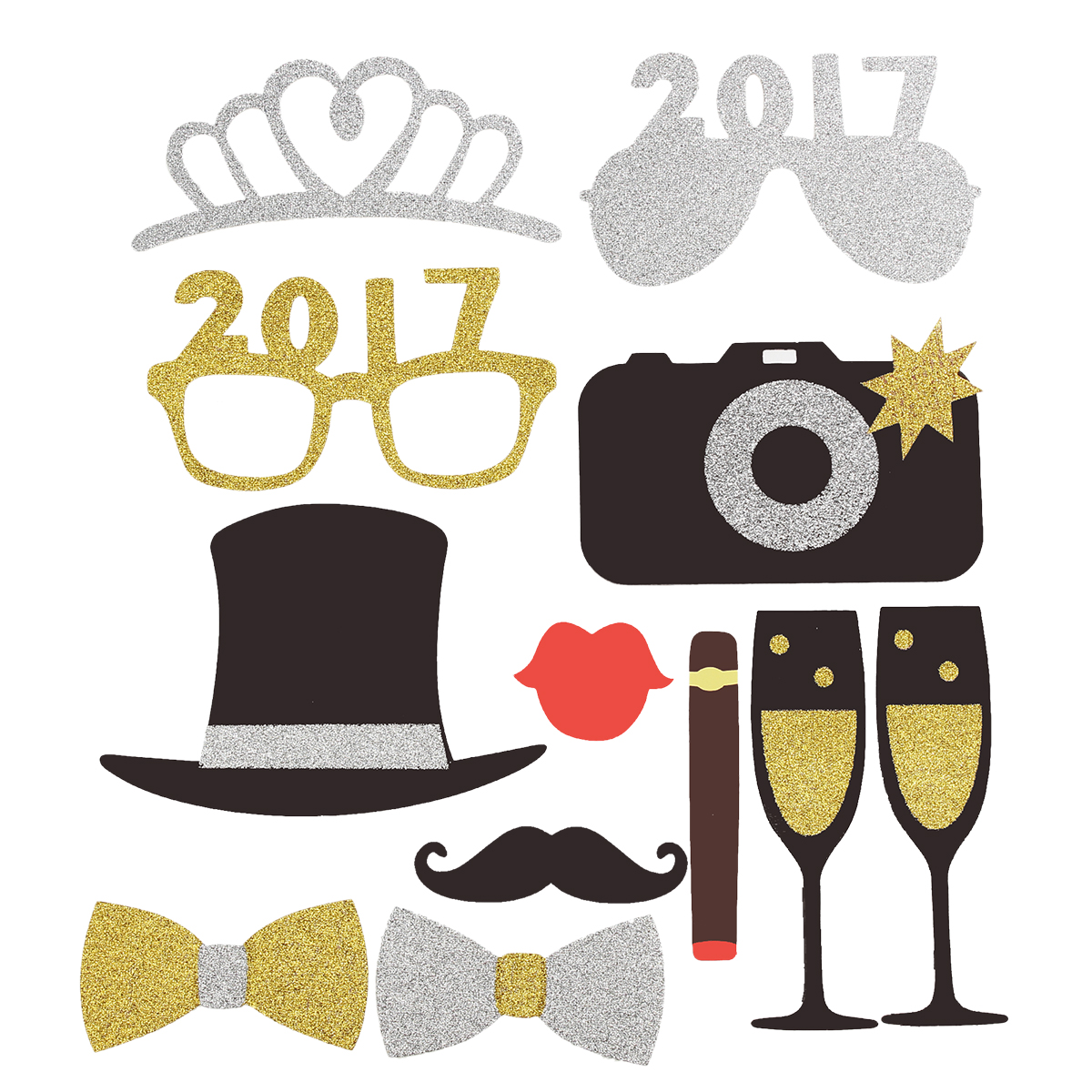 12Pcs-Happy-New-Year-Eve-Party-Photo-Booth-DIY-Mask-Mustache-Stick-Props-1114769-1