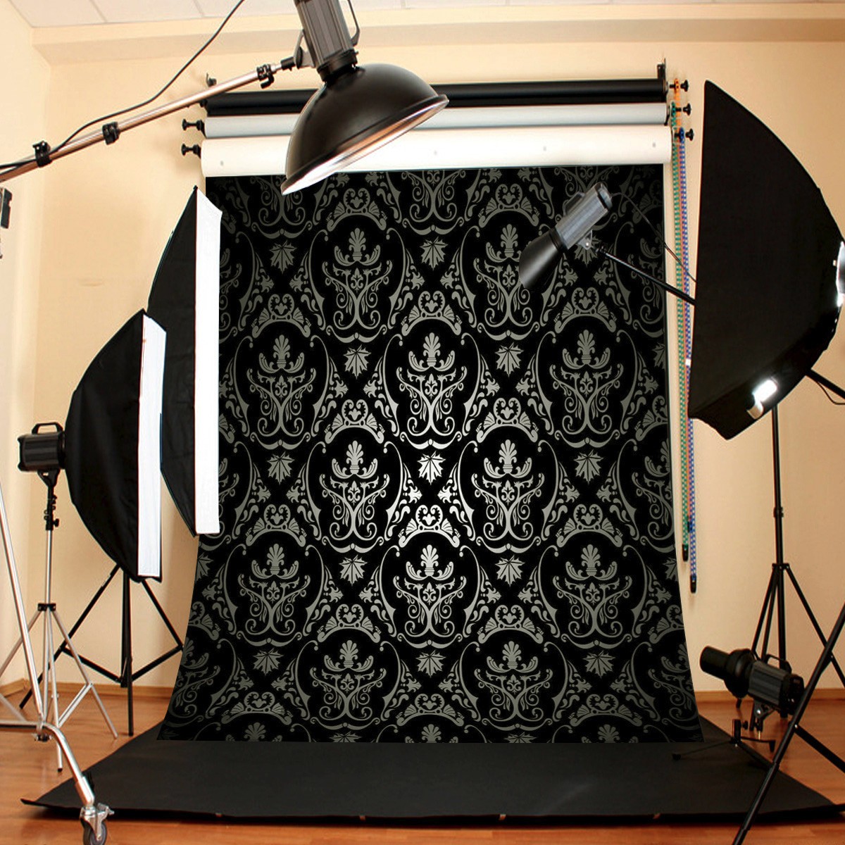 15x21m-Photography-Retro-Damask-Cloth-Studio-Props-Background-Vinyl-Black-1130356-6