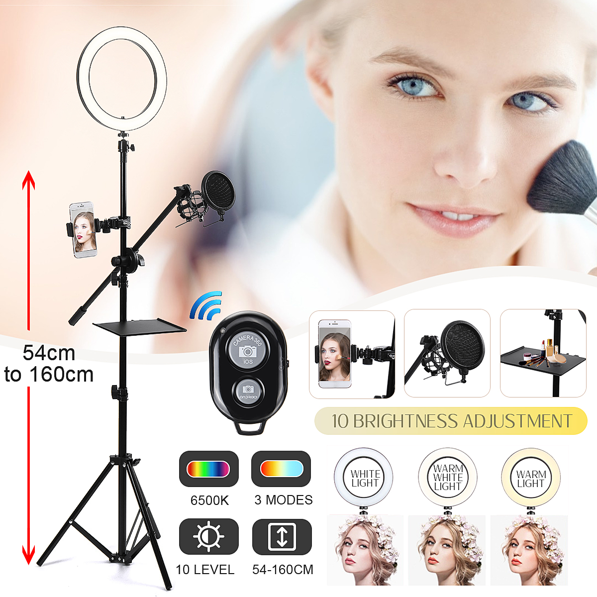 1625cm-Dimmable-LED-Video-Ring-Light-Tripod-Stand-with-PhoneMic-Holder-bluetooth-Selfie-Shutter-for--1610611-1