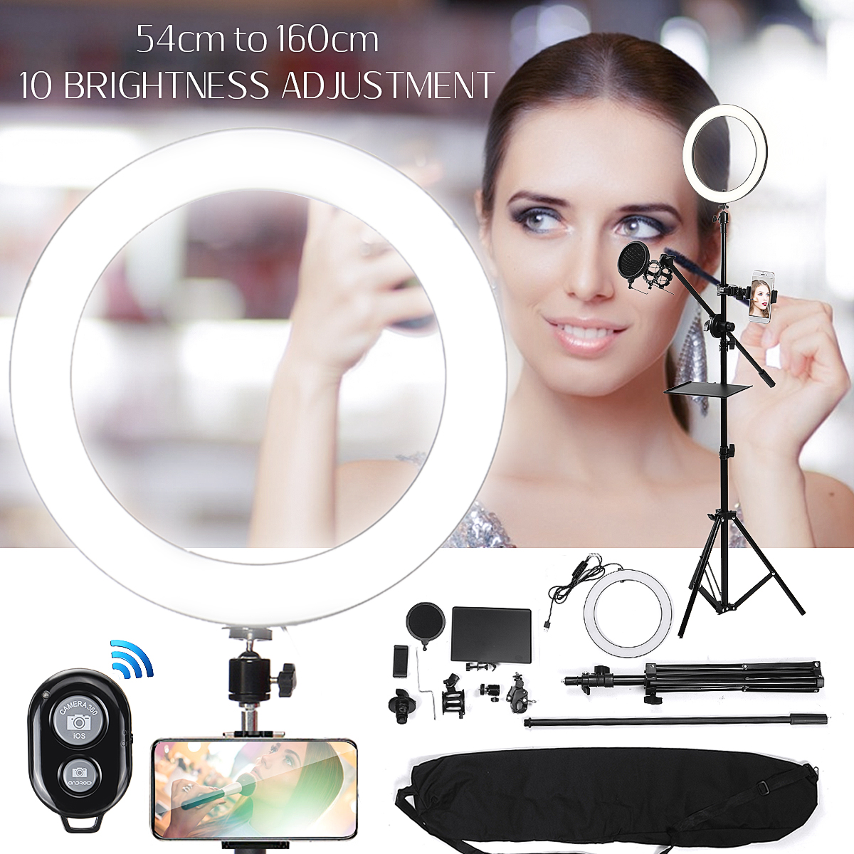 1625cm-Dimmable-LED-Video-Ring-Light-Tripod-Stand-with-PhoneMic-Holder-bluetooth-Selfie-Shutter-for--1610611-2