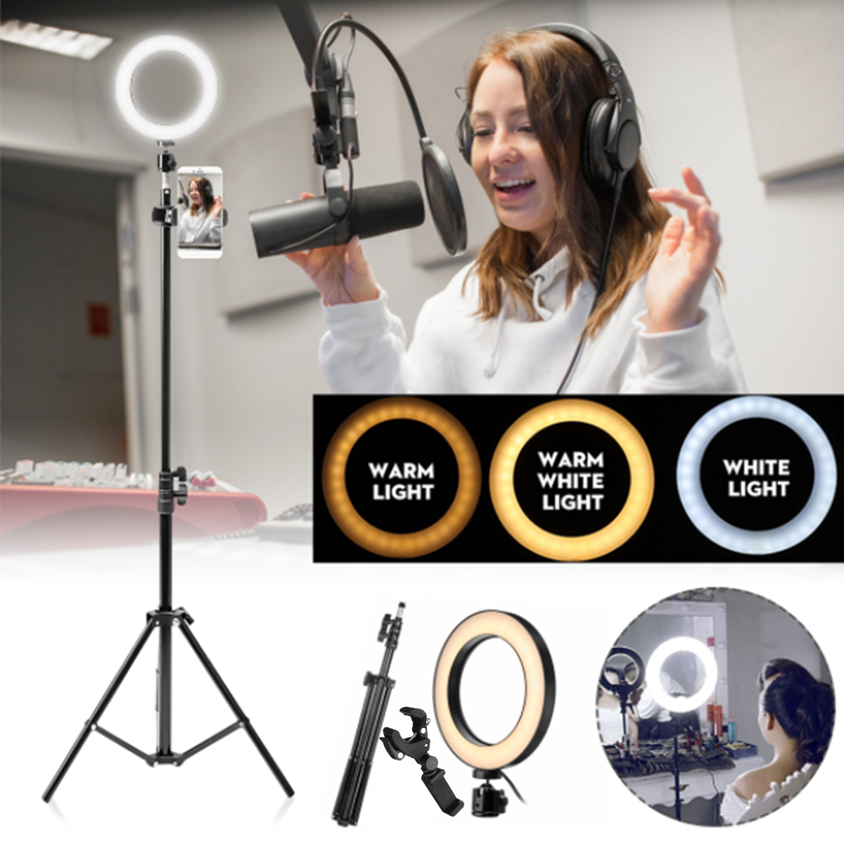 16cm-2700K-5500K-Dimmable-USB-LED-Ring-Light-Universal-Phone-Holder-Adjustable-Tripod-Stand-for-Make-1665068-2