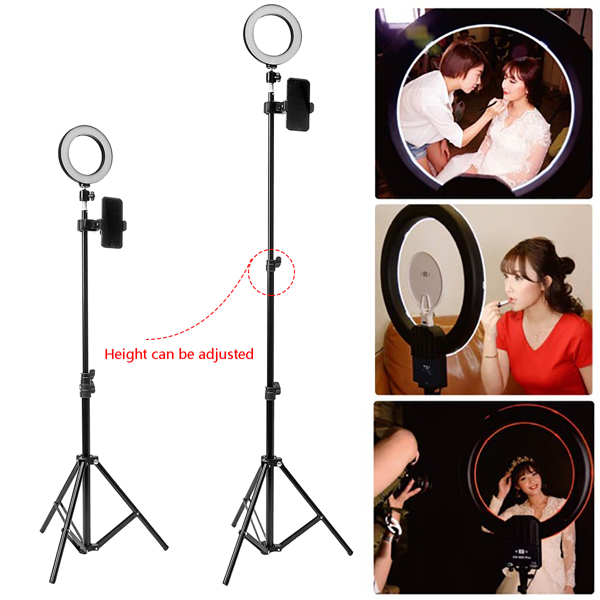 16cm-2700K-5500K-Dimmable-USB-LED-Ring-Light-Universal-Phone-Holder-Adjustable-Tripod-Stand-for-Make-1665068-7