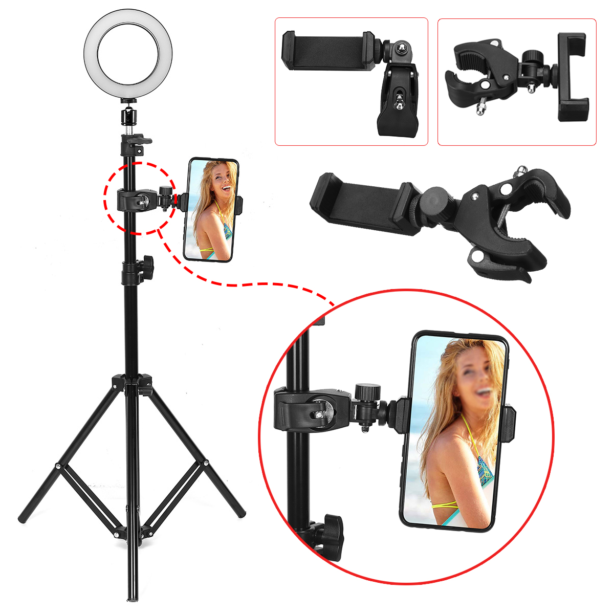 16cm-2700K-5500K-Dimmable-USB-LED-Ring-Light-Universal-Phone-Holder-Adjustable-Tripod-Stand-for-Make-1665068-8