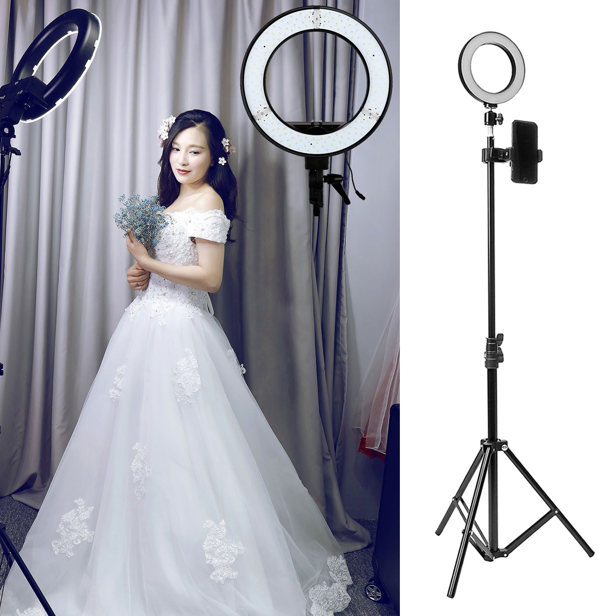 16cm-2700K-5500K-Dimmable-USB-LED-Ring-Light-Universal-Phone-Holder-Adjustable-Tripod-Stand-for-Make-1665068-10