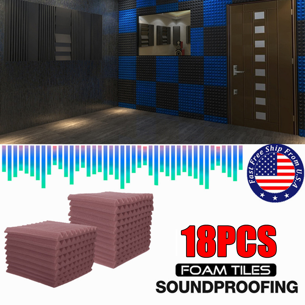18Pcs-Acoustic-Panels-Tiles-Studio-Soundproofing-Sponge-Foam-Absorbing-Pad-1737786-1