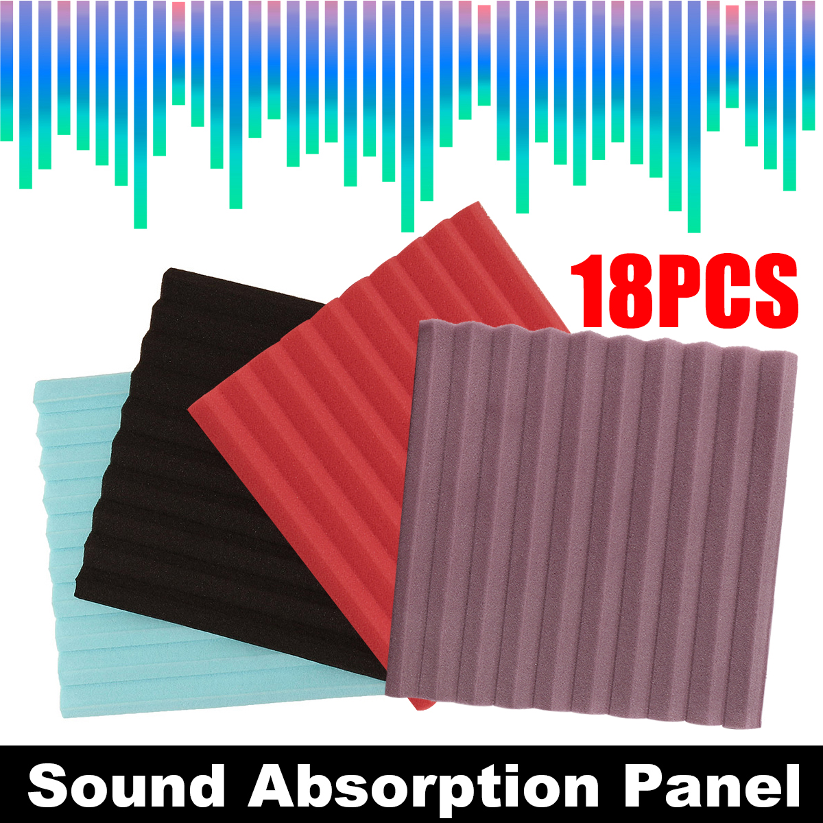 18Pcs-Acoustic-Panels-Tiles-Studio-Soundproofing-Sponge-Foam-Absorbing-Pad-1737786-2