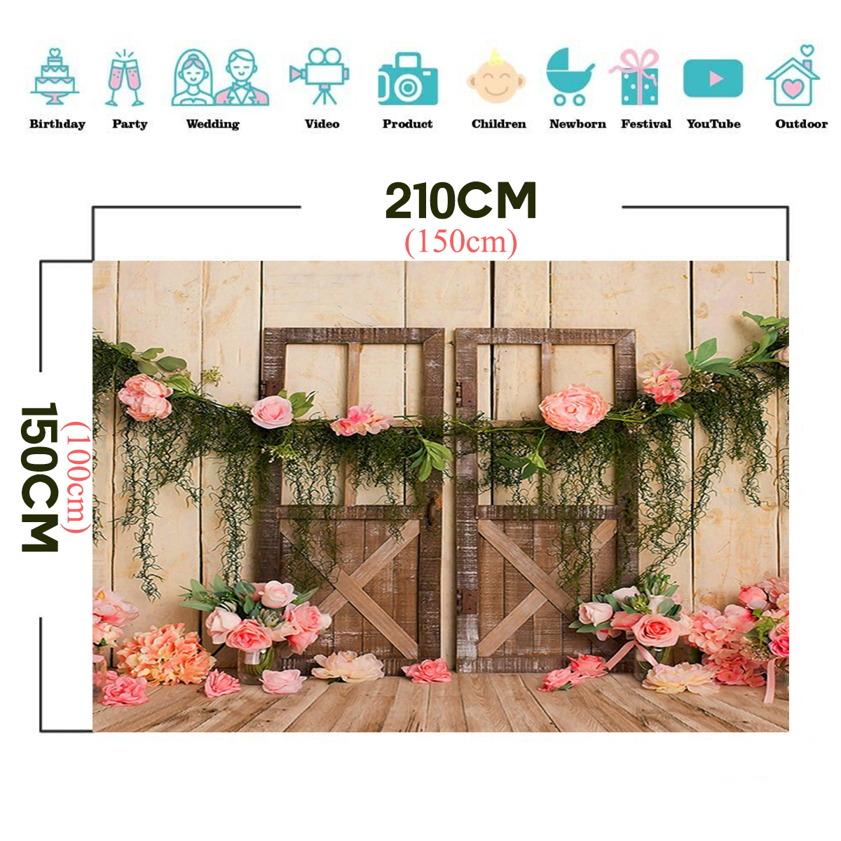 3x5FT-5x7FT-Flower-Wooden-Door-Vinyl-Photography-Backdrop-Studio-Photo-Background-Party-Decor-1679682-1