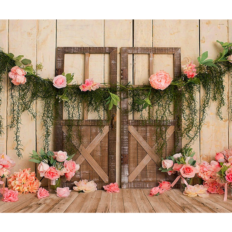 3x5FT-5x7FT-Flower-Wooden-Door-Vinyl-Photography-Backdrop-Studio-Photo-Background-Party-Decor-1679682-2