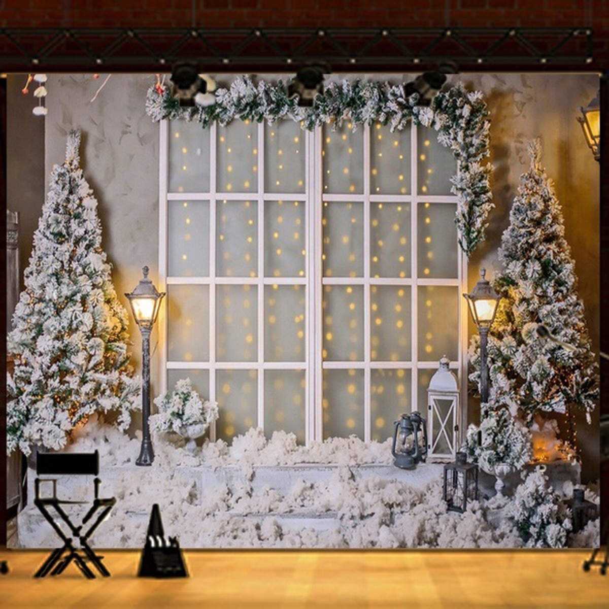 3x5FT-5x7FT-Vinyl-Christmas-Tree-Snow-Window-Light-Photography-Backdrop-Background-Studio-Prop-1618719-3