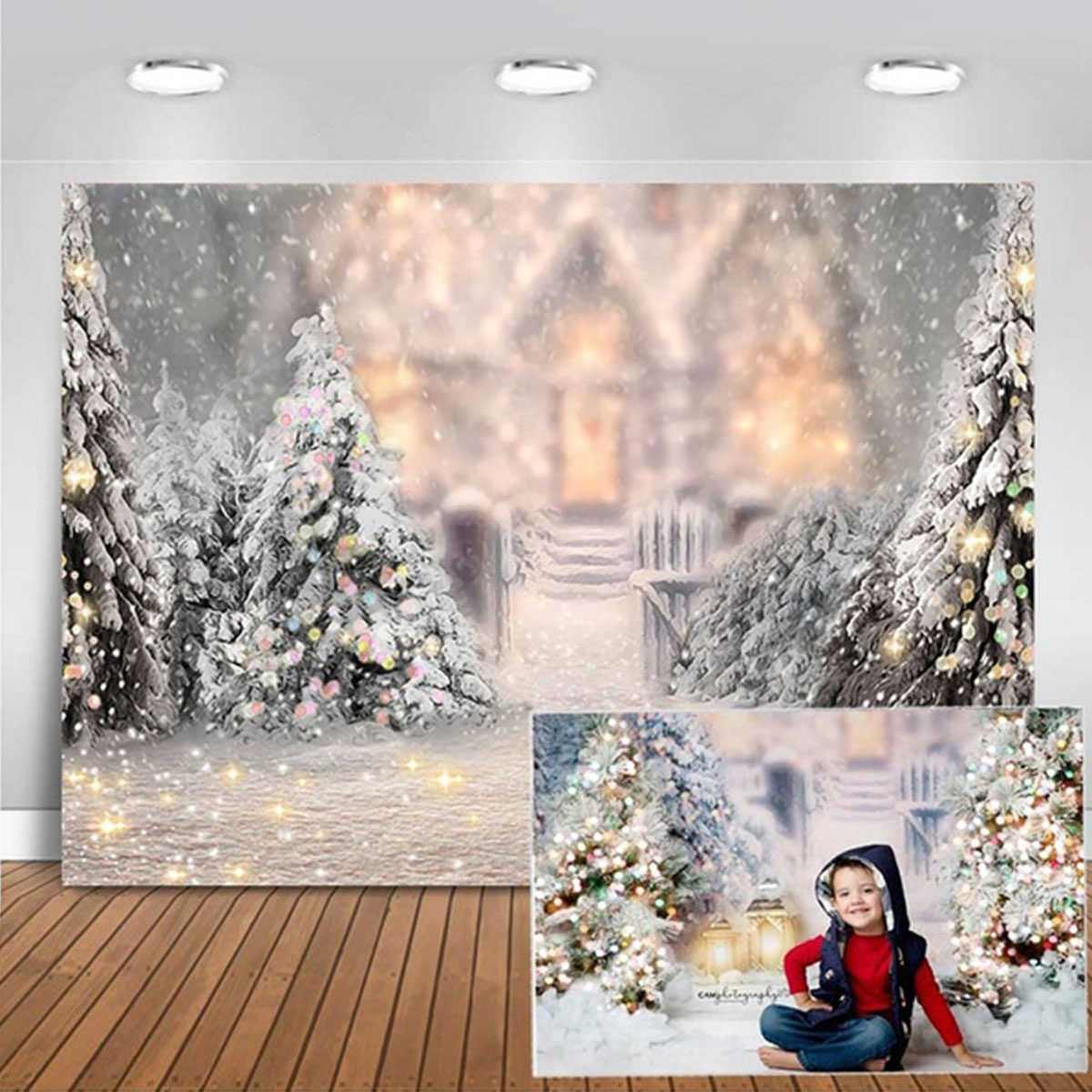5x3FT-7x5FT-8x6FT-Christmas-Tree-Snow-Photography-Backdrop-Background-Studio-Prop-1609479-4
