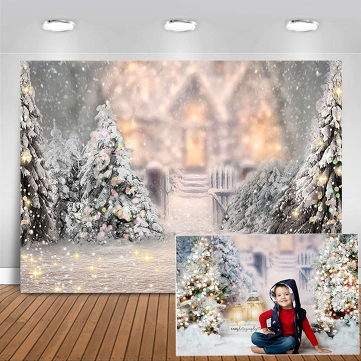 5x3FT-7x5FT-8x6FT-Christmas-Tree-Snow-Photography-Backdrop-Background-Studio-Prop-1609479-4