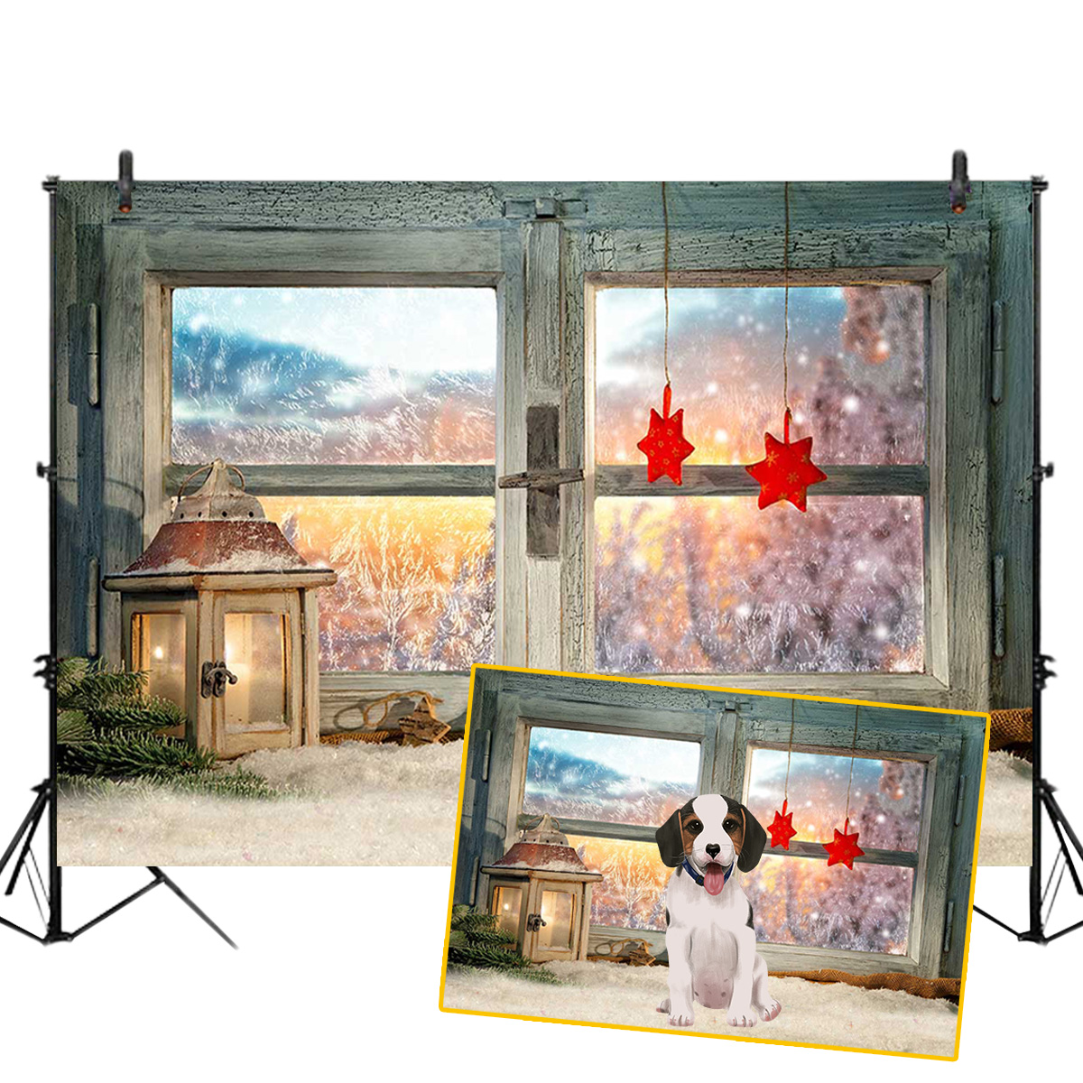 5x3FT-7x5FT-8x6FT-Christmas-Window-Star-Snow-Photography-Backdrop-Background-Studio-Prop-1610113-1