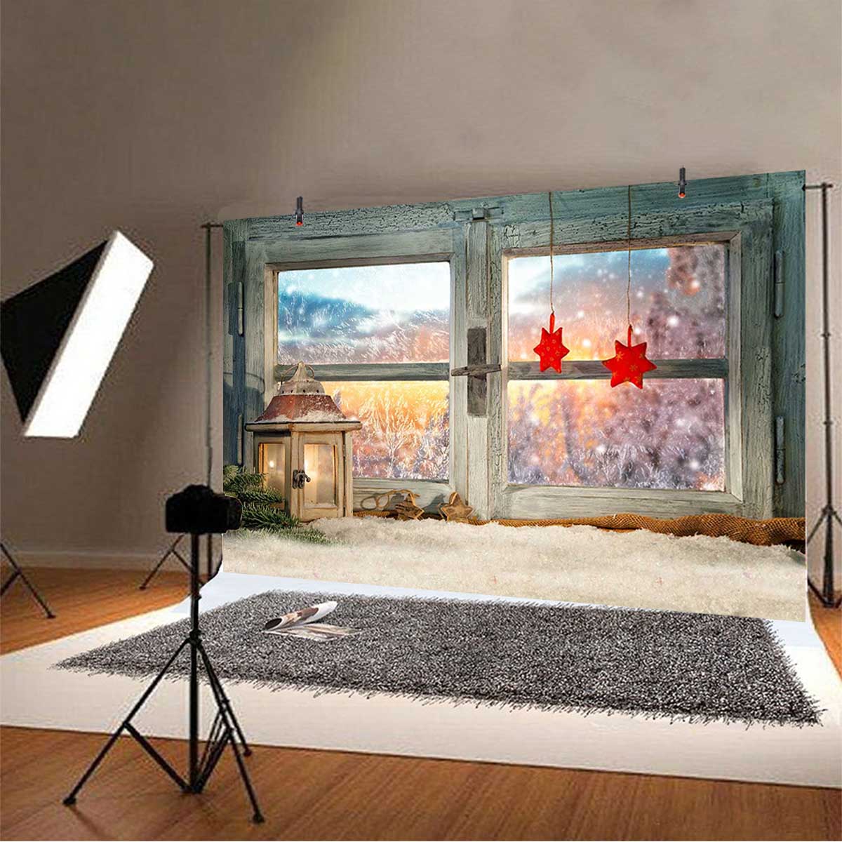 5x3FT-7x5FT-8x6FT-Christmas-Window-Star-Snow-Photography-Backdrop-Background-Studio-Prop-1610113-3