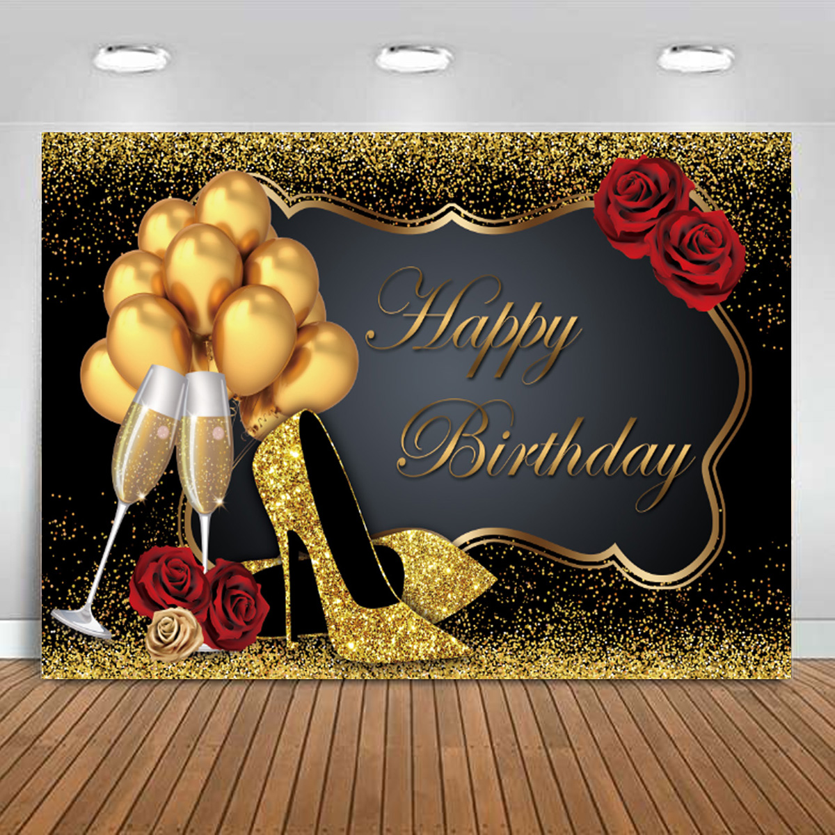 5x3FT-7x5FT-9x6FT-High-Heel-Glass-Golden-Balloon-Birthday-Theme-Photography-Backdrop-Background-Stud-1666631-3