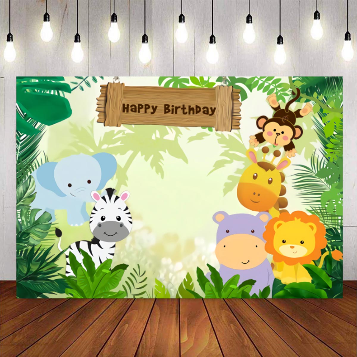 5x3FT-7x5FT-9x6FT-Jungle-Elephant-Lion-Happy-Birthday-Photography-Backdrop-Background-Studio-Prop-1636014-3