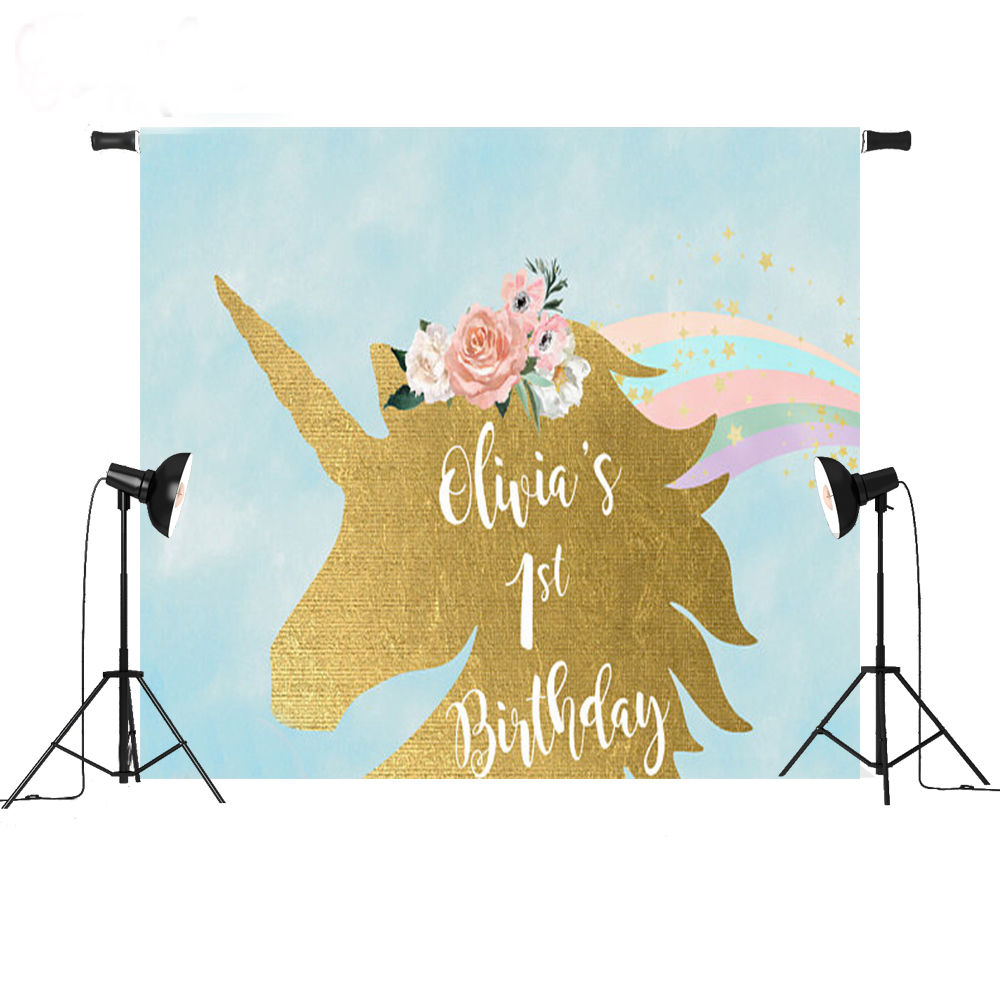 5x3ft-7x5ft-Gold-Unicorn-Children-Party-Photography-Backdrop-Studio-Prop-Background-1219157-1