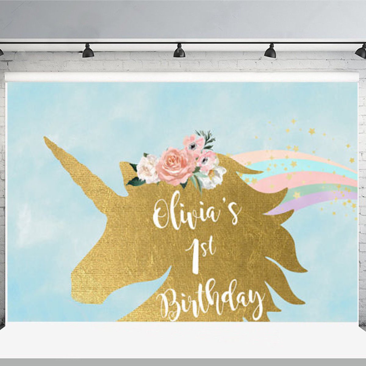 5x3ft-7x5ft-Gold-Unicorn-Children-Party-Photography-Backdrop-Studio-Prop-Background-1219157-4