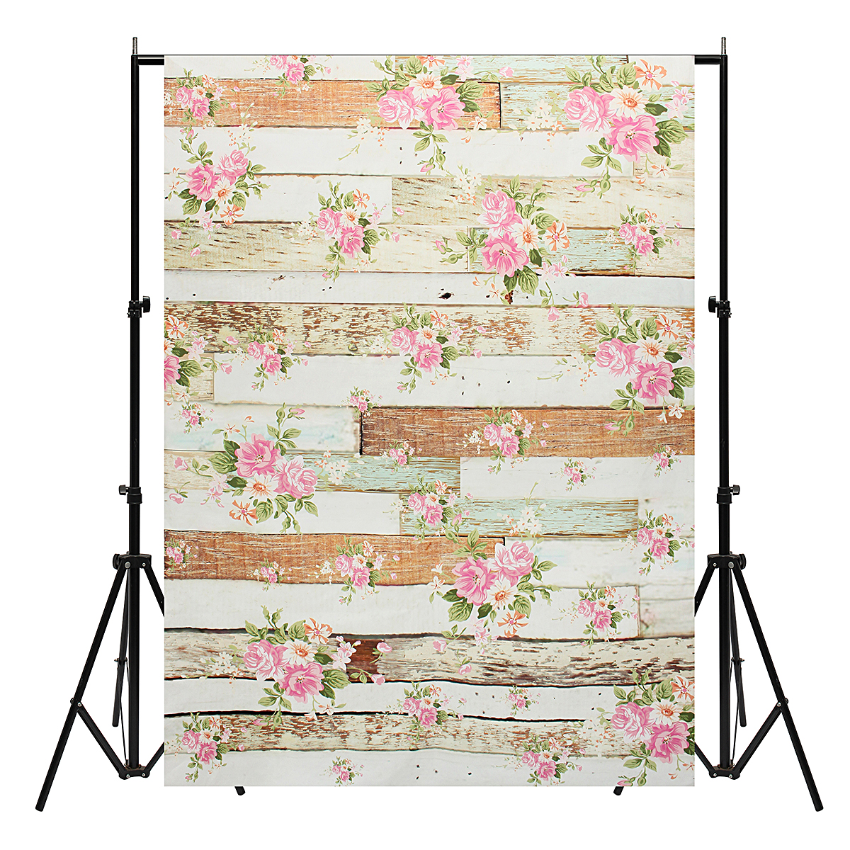 5x7FT-Vintage-Pink-Flowers-Wooden-Floor-Wall-Photo-Studio-Background-Backdrop-Cloth-1116099-2