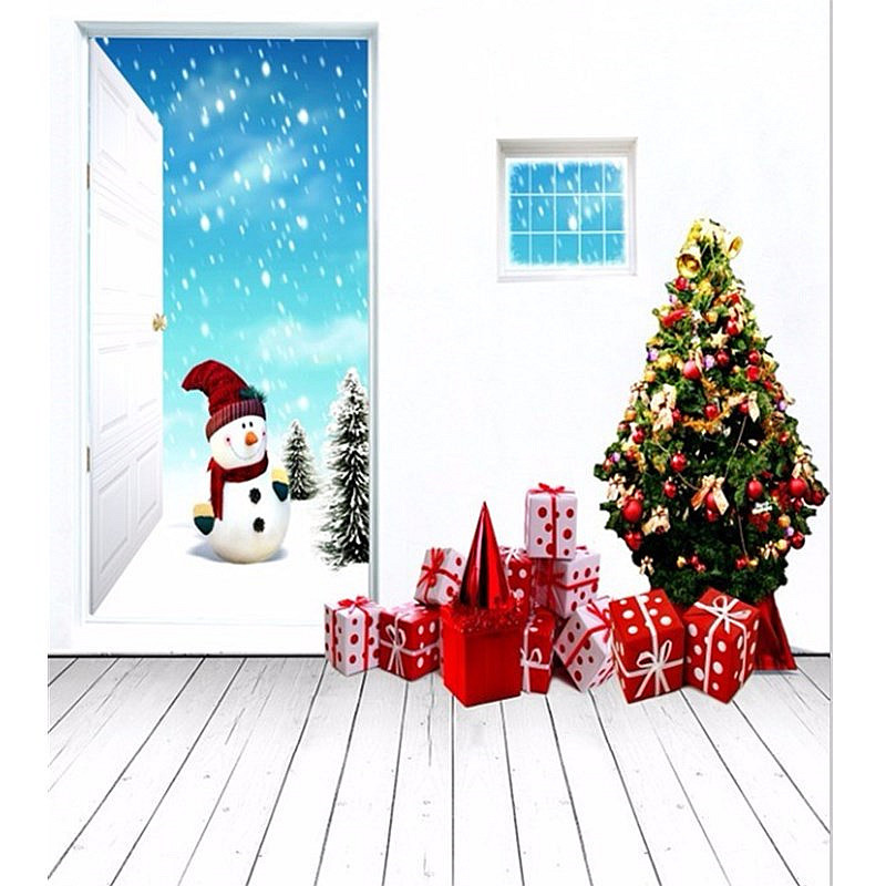 5x7FT-Vinyl-Christmas-Tree-Snowman-Photography-Backdrop-Background-Studio-Prop-1387587-2