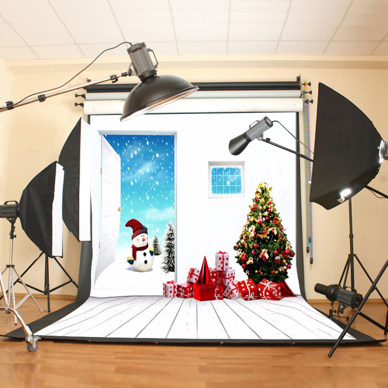 5x7FT-Vinyl-Christmas-Tree-Snowman-Photography-Backdrop-Background-Studio-Prop-1387587-3