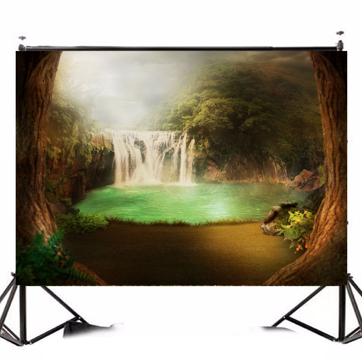 5x7FT-Vinyl-Waterfall-Pool-Photography-Backdrop-Background-Studio-Prop-1419833-2