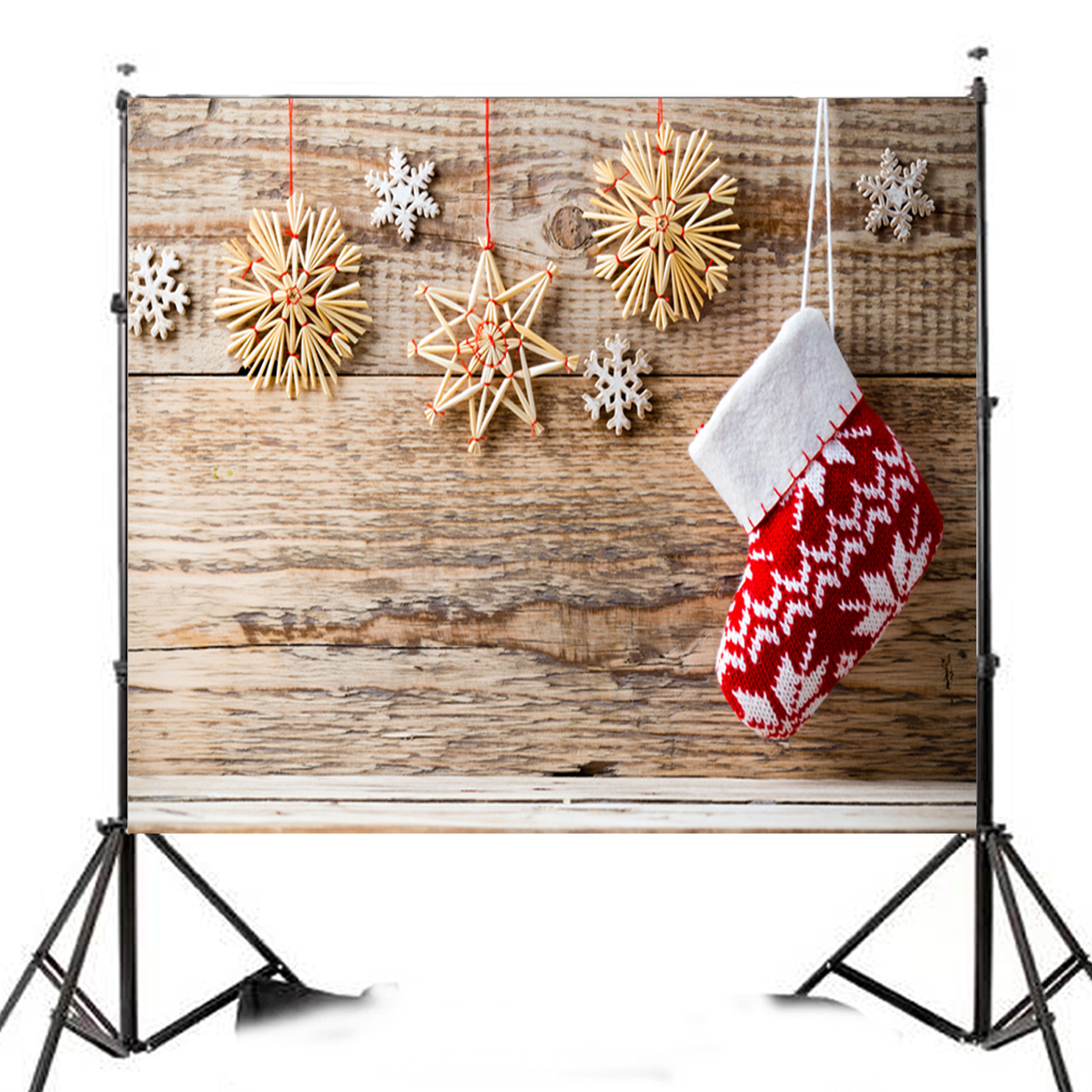 5x7ft-Vinyl-Christmas-Stocking-Snowflake-Decor-Background-Photography-Studio-Backdrop-Prop-1217128-2