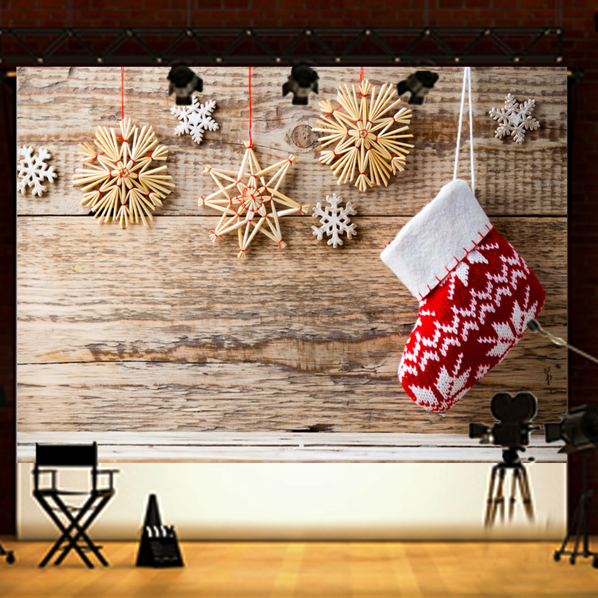 5x7ft-Vinyl-Christmas-Stocking-Snowflake-Decor-Background-Photography-Studio-Backdrop-Prop-1217128-4