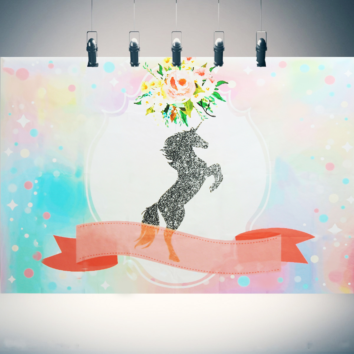 7x5ft-Silver-Unicorn-Pink-Flowers-Shower-Photography-Backdrop-Studio-Prop-Background-1291333-4