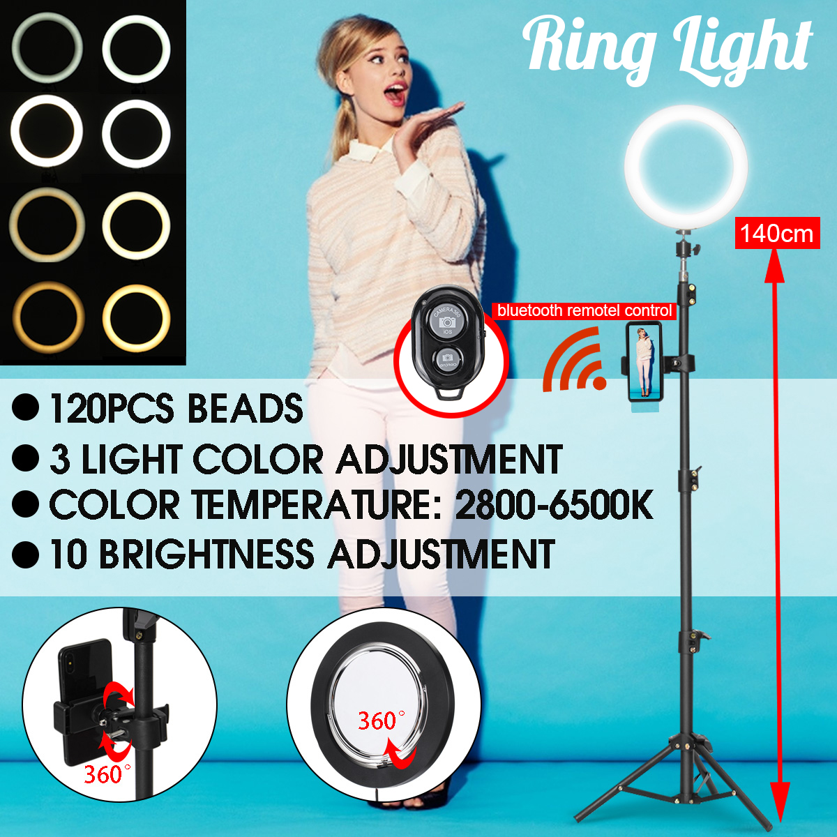866quot-Live-Stream-Makeup-Mirror-Selfie-LED-Ring-Light-Fill-in-Light-With-Remote-Control-Cell-Phone-1635844-1