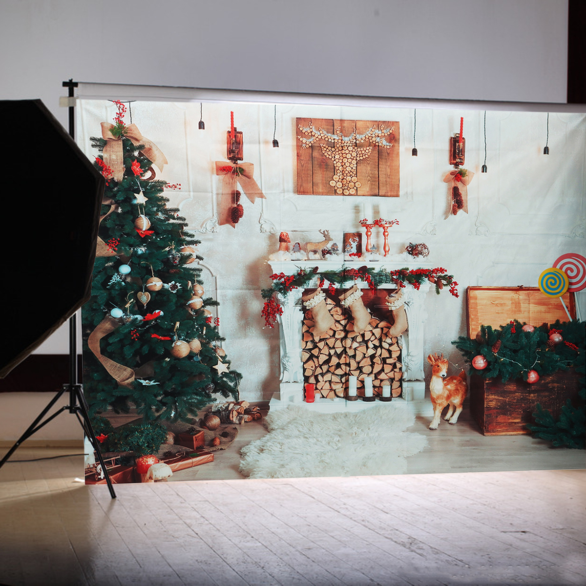 8x6FT-Christmas-Tree-Fireplace-White-Blanket-Photography-Backdrop-Studio-Prop-Background-1404465-3