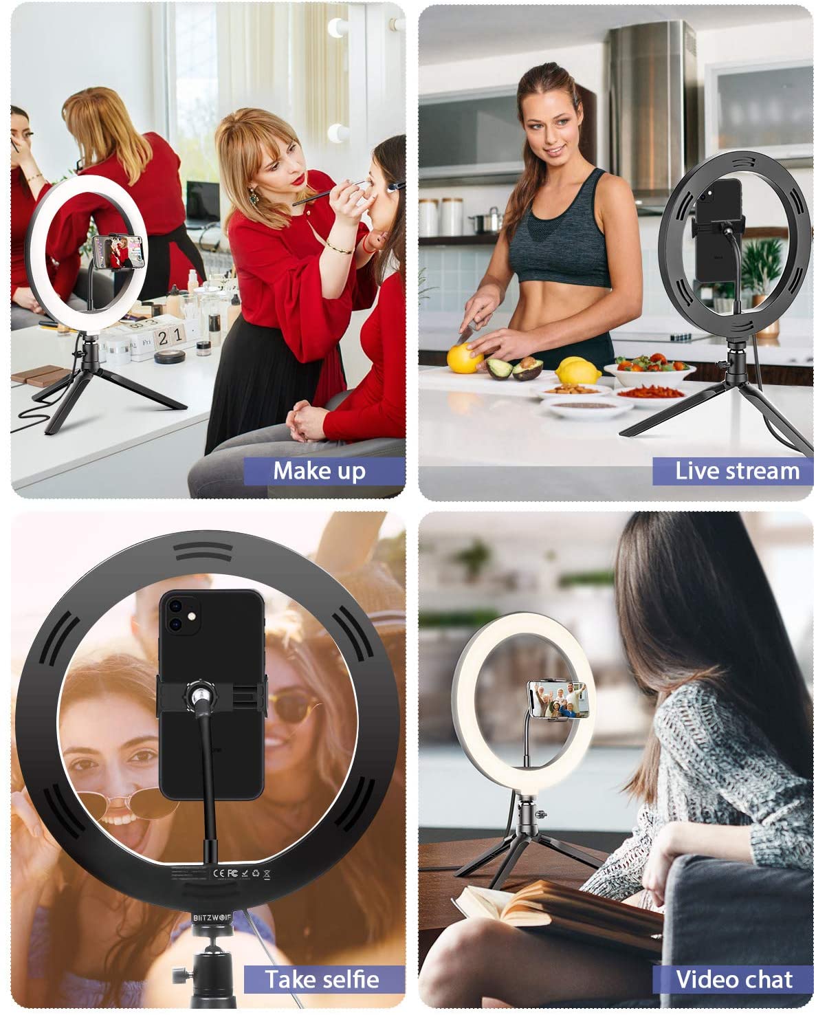 BlitzWolf-BW-SL3-10-inch-LED-Ring-Light-with-Tripod-Stand--Phone-Holder-Dimmable-Desk-Makeup-Kit-1919709-9