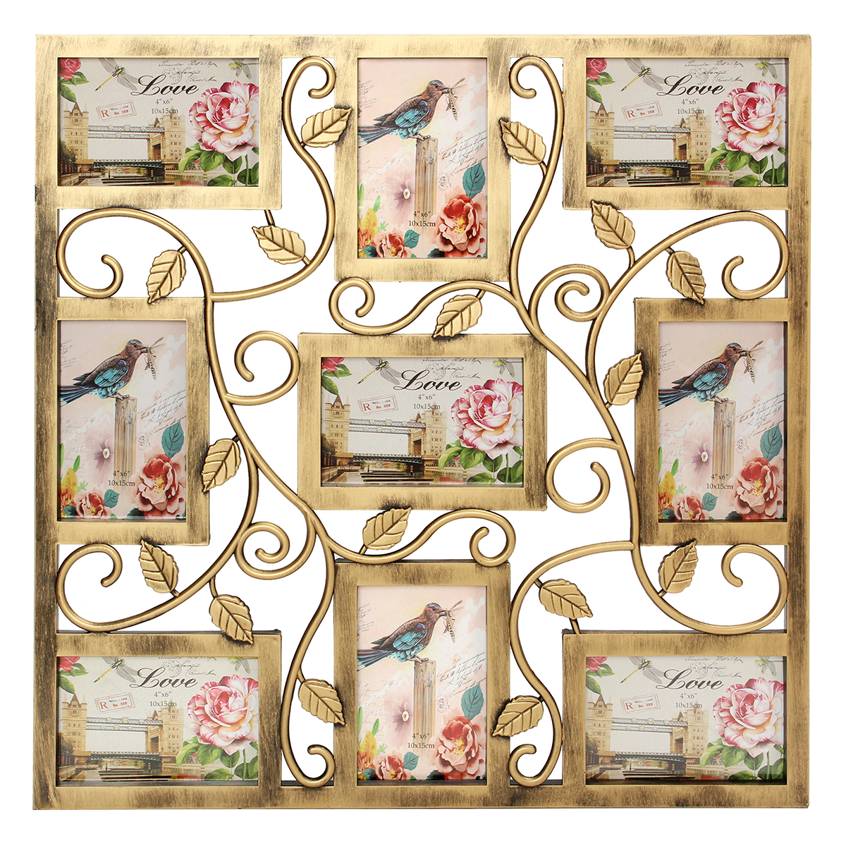 Bronze-Floral-Wall-Hanging-Collage-Photo-Frames-Picture-Display-Decor-Gift-6X4inch-1237802-1