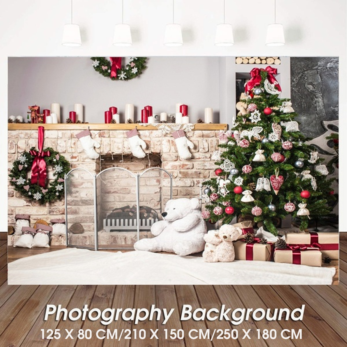 Christmas-Photography-Backdrop-3D-Tree-Brick-Fireplace-White-Bear-Printed-Vinyl-Photo-Studio-Backgro-1759899-8