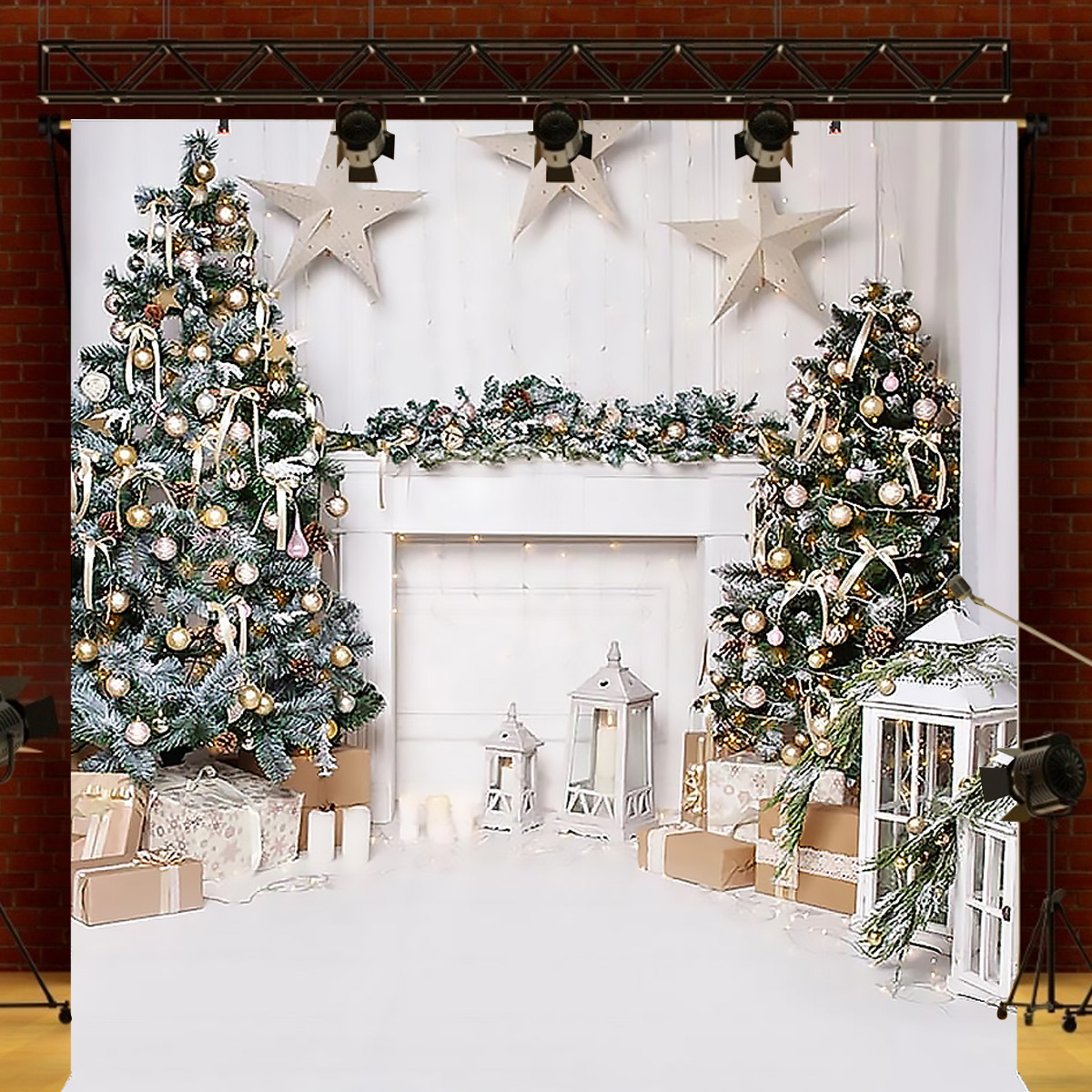 Christmas-Photography-Backdrops-White-Fireplace-Wood-Floor-Background-Cloth-Photo-Studio-Background--1763597-4