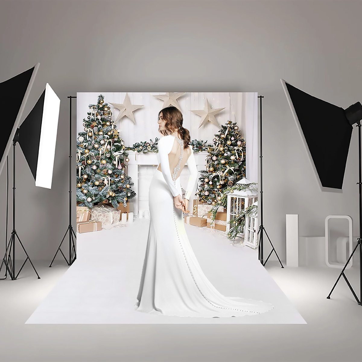 Christmas-Photography-Backdrops-White-Fireplace-Wood-Floor-Background-Cloth-Photo-Studio-Background--1763597-8