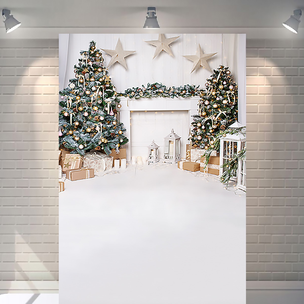 Christmas-Photography-Backdrops-White-Fireplace-Wood-Floor-Background-Cloth-Photo-Studio-Background--1763597-9