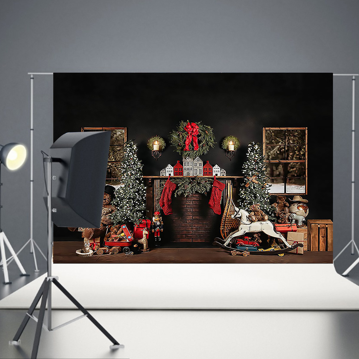 Christmas-Tree-Fireplace-Gifts-Backdrop-Winter-Children-Photography-Background-Cloth-Studio-Props-1759425-5